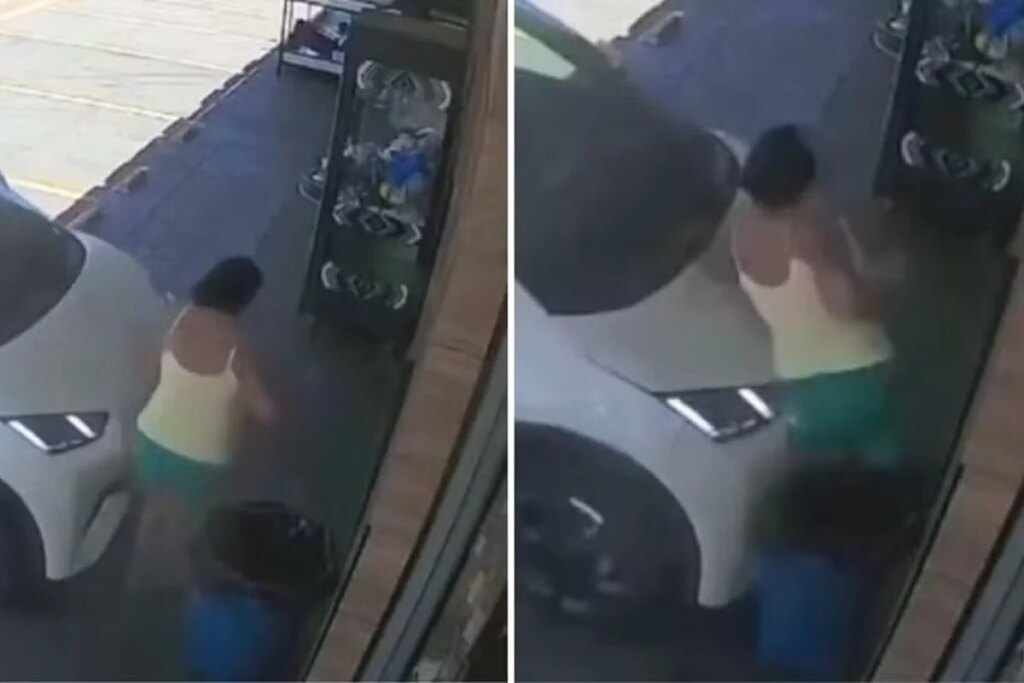 GO: motorista confunde pedais e prensa mulher contra a parede