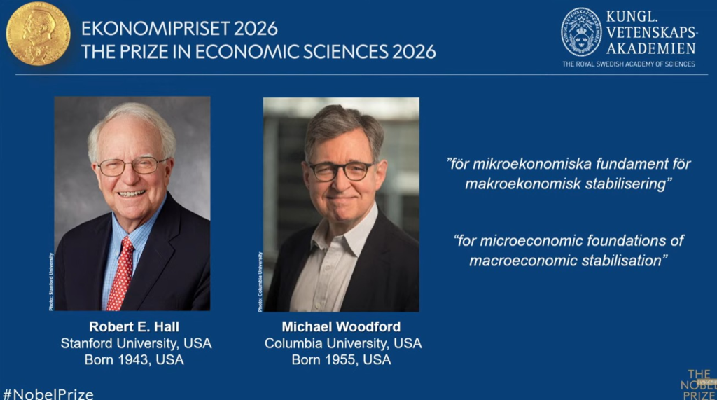 Nobel de Economia 2026 vai para Robert E. Hall e Michael Woodford