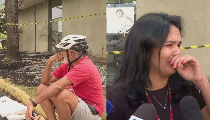 Professores choram após incêndio destruir prédio na UFPE; VÍDEO