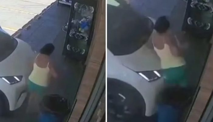 GO: motorista confunde pedais e prensa mulher contra a parede